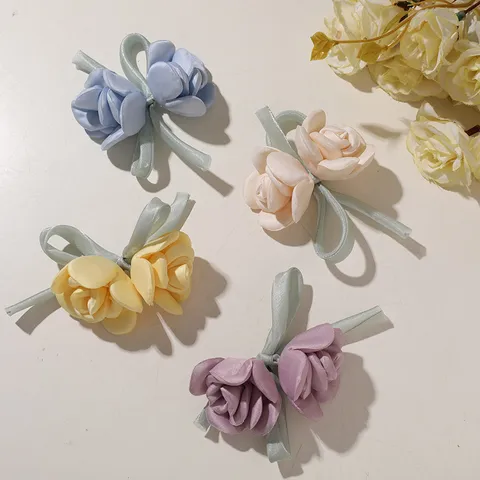 Koreanischer Stil Stoffschleife Künstliche Rose Blume DIY Haarschmuck Bekleidung Dekoration Zubehör Für Damen Mädchen