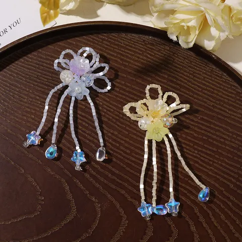 Handmade Beaded Flower Tassel Charms Star Lily of the Valley Glass Bead DIY Accessories for Jewelry Hair Clips Earrings Making