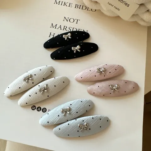 Pinza para el Cabello de Mota Estilo Coreano Con Lazo de Plata Vintage y Strass Pinza BB para Mujeres Accesorios de Moda