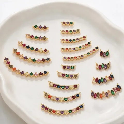 Herz Marquise Bunte Zirkonia Verbinder 18K Vergoldetes Kupfer Schmuckherstellung Anhänger DIY Armband Halskette