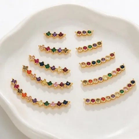 Herz Marquise Bunte Zirkonia Verbinder 18K Vergoldetes Kupfer Schmuckherstellung Anhänger DIY Armband Halskette