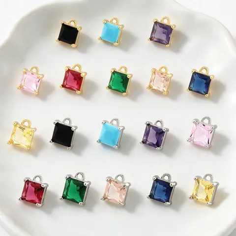 Ciondolo In Zircone Colorato Micro Pavé Rettangolare Rame Per Creazione Di Gioielli Fai Da Te Collana Bracciale