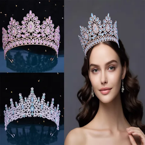 Luxurious Alloy Rhinestone Wedding Crown Bridal Tiara For Women Birthday Party Pageant Event Handcrafted Queen Hair Jewelry