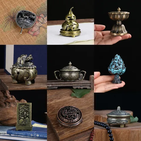Incensiere Vintage in Lega Loto Drago Nuvola Traforato Bruciatore per Aromaterapia Zen Cinese Decorazione da Tavolo per Casa Ufficio