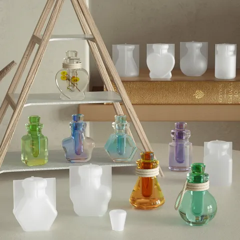 Moule en Silicone DIY Bouteille de Sable Mouvant Étoile Cœur Pour Résine Époxy Pendentif Bouteille de Souhait Artisanat