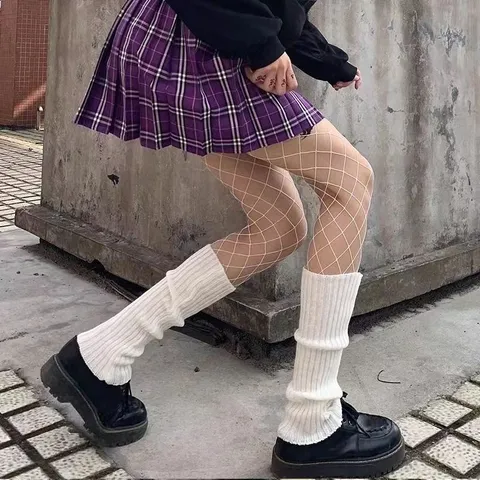 Scaldamuscoli in Maglia da Donna Invernali Caldi Calzini Slouch a Coste Vestibilità Aderente Maniche per Gambe Accessorio Moda