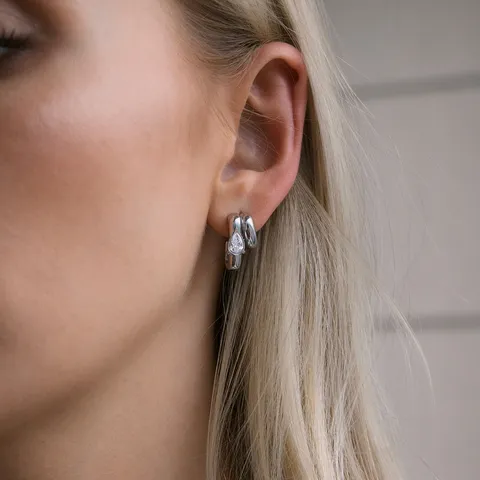 Elegant Stainless Steel 18K Gold Plated Zirconia Hoop Earrings For Women Geometric Water Drop Stud Earrings Jewelry