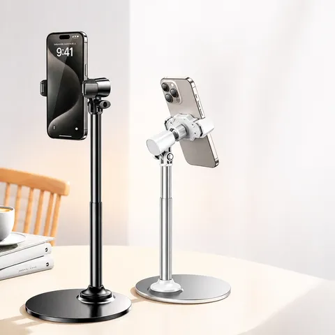 Metalen Desktop Telefoonstandaard Verstelbare Hoogte Live Streaming Houder Zware Basis Ondersteuningsbeugel Voor Smartphone