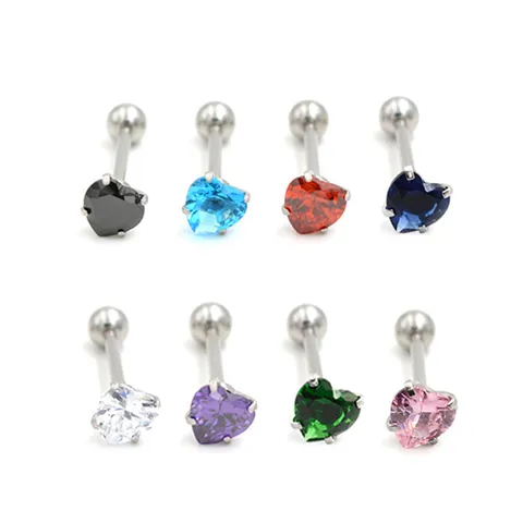 Piercing de Langue en Acier Inoxydable Avec Zirconia en Forme de Cœur Bijoux de Piercing Barbell Punk pour Hommes Femmes