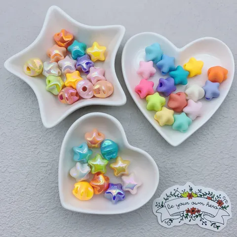 UV Bright Macaron Star Beads DIY Acrylic Pentagram Loose Beads For Jewelry Making Phone Chain Hair Accessory Crafting