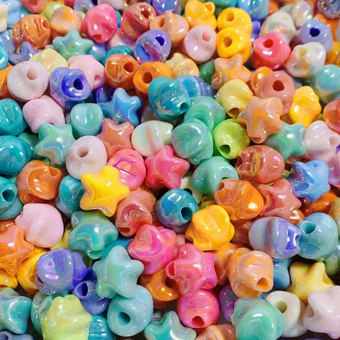 UV Bright Macaron Star Beads DIY Acrylic Pentagram Loose Beads For Jewelry Making Phone Chain Hair Accessory Crafting