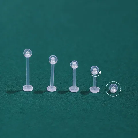 Minimalist Transparent Resin Ear Studs And Rods For Piercing Stretching Simple Flat Head Threaded Body Jewelry For Unisex Daily Care