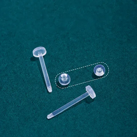 Minimalist Transparent Resin Ear Studs And Rods For Piercing Stretching Simple Flat Head Threaded Body Jewelry For Unisex Daily Care