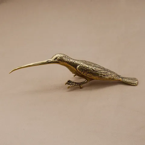 Vintage Copper Plated Bird Figurine Miniature Crane Eagle Sparrow Statue Antique Animal Tea Pet For Home Office Desk Decor Gift