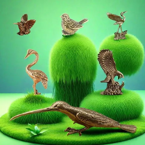 Vintage Antik-Finish Eisen Vogel Figur Solide Metall Spatz Adler Kranich Desktop Ornament Für Wohnzimmer Büro Zuhause Dekoration Kunsthandwerk
