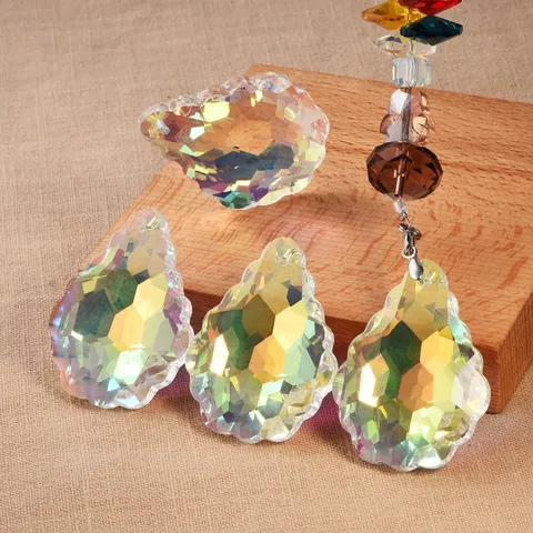 Clear Faceted Crystal Glass Pendants For Sun Catchers DIY Jewelry Making Lighting Accessories Heart Teardrop Aurora Coating