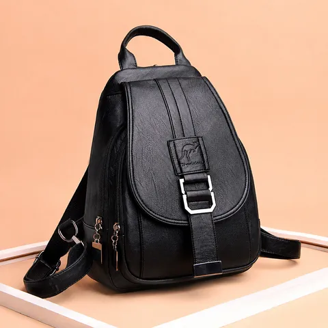 Dames Mode Casual Zachte PU Leer Rugzak Grote Capaciteit Reizen Daypack Eenvoudige Meerdere Zakken School Bookbag