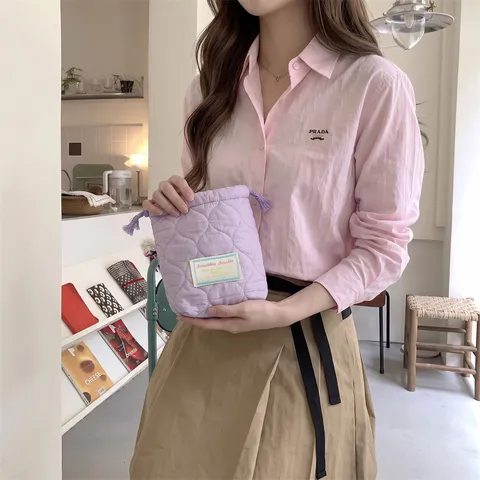 Gesteppte Beuteltasche Mit Kordelzug Herzmuster Gepolsterte Tasche Reise Makeup Organizer Kleine Kameratasche Süße Pastellfarben