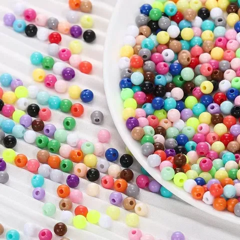Perline Tonde in Acrilico Colore Caramella per Produzione di Gioielli Fai da Te Borsa Punto Croce Perline Sciolte in Plastica