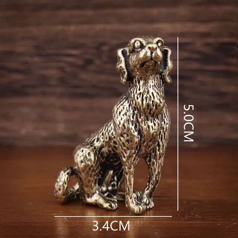 Vintage Solid Brass Dog Figurine Poodle Bulldog Mini Statue Tea Pet Desktop Ornament Antique Copper Animal Sculpture Collectible