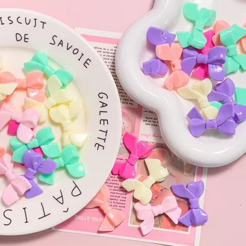 Macaron Color Bow-knot Acrylic Beads DIY Jewelry Making Material For Children Bracelet Necklace Phone Chain Charms