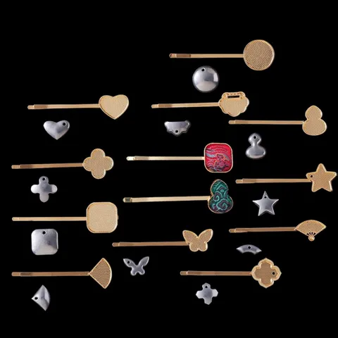 DIY Neuer Chinesischer Stil Songbrokat Haarclip Basis Zinklegierung Haarklammer Mit Nutabdeckung Traditionelle Stoffkopfschmuck Bastelmaterialien