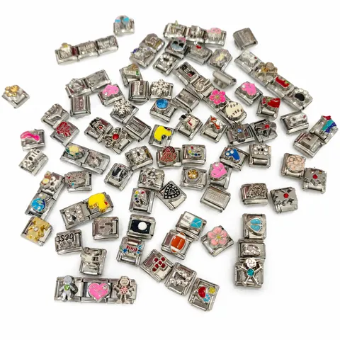 Edelstahl DIY Italienische Charms Modulare Armband Glieder Abnehmbare Herz Buchstabe Tropföl Anhänger Schmuck Damen Geschenk