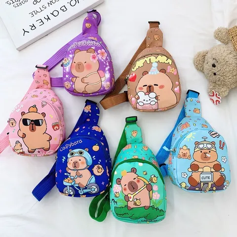Süße Capybara Kinder Umhängetasche Nylon Bedruckte Cartoon Schulter Brusttasche Für Kleinkinder Kindergarten Jungen Mädchen