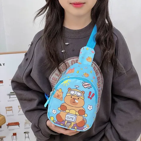 Süße Capybara Kinder Umhängetasche Nylon Bedruckte Cartoon Schulter Brusttasche Für Kleinkinder Kindergarten Jungen Mädchen