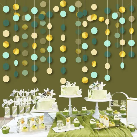 Glitter Paper Circle Dots Garland Hanging Decoration For Birthday Wedding Party Venue Layout Aesthetic Indoor Decor Banner