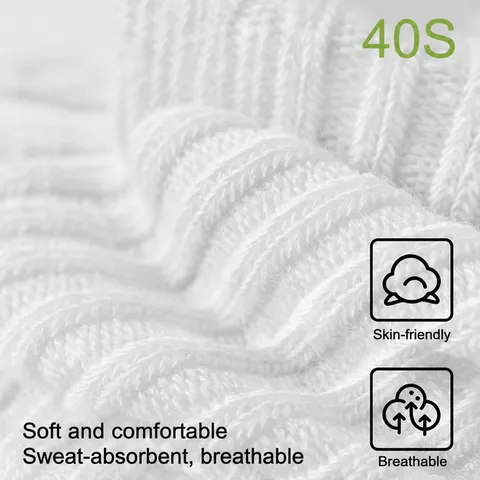 Men's Pure Cotton Ribbed Crew Socks Breathable Sweat Absorbent Casual Sports Double Needle Mid Tube Socks For Men All Seasons