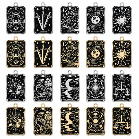 Vintage Tarotkaart Legering Hangers Dark Punk Wizard Emaille Bedeltjes Voor Doe Het Zelf Ketting Armband Maken Sieradenaccessoires Unisex