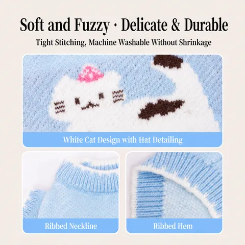 Warmer Winter Haustier Hund Pullover und Fleeceweste mit süßen Cartoon-Tier-Designs Weicher Strickstoff