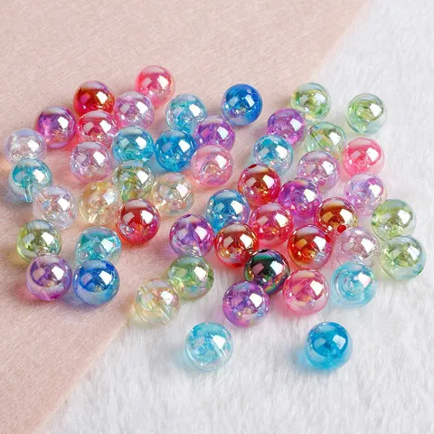 Acrylic AB Iridescent Round Beads For DIY Jewelry Making Accessories Bracelet Necklace Earring Handmade Crafts Supplies