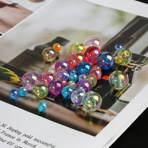 Acrylic AB Iridescent Round Beads For DIY Jewelry Making Accessories Bracelet Necklace Earring Handmade Crafts Supplies