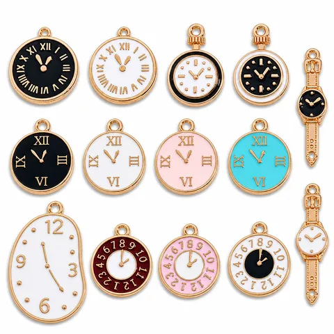 Colgantes de Reloj de Aleación Vintage Esmalte Números Charms Para Fabricación de Joyas DIY Pulsera Collar Llavero Accesorios