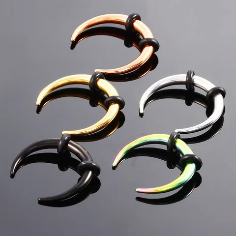 Stainless Steel C-Shape Nose Ring Body Piercing Jewelry Unisex Punk Septum Piercing Hoop With Rubber Fixed Ring For Men Women