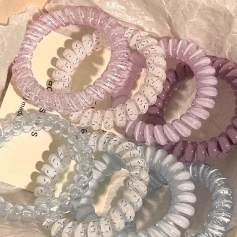 Elastici per Capelli a Cavo Telefonico a Pois Stile Coreano Anelli per Capelli in Resina Senza Tracce Set di Scrunchies Colori Macaron per Donna Ragazza Accessori per Capelli