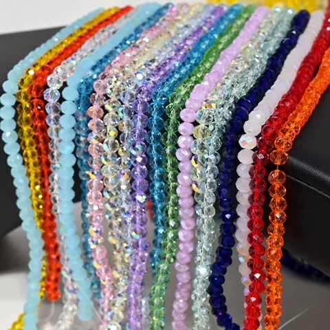 Galvanisierte Glaskristallperlen Facettierte Flache Rondelle Abstandsperlen Für DIY Schmuckherstellung Halsketten Armbänder Zubehör Bastelbedarf Mehrfarbig