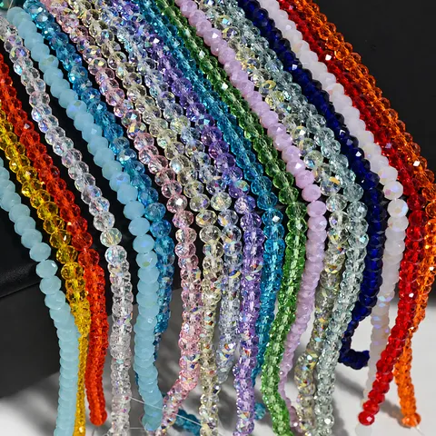 Galvanisierte Glaskristallperlen Facettierte Flache Rondelle Abstandsperlen Für DIY Schmuckherstellung Halsketten Armbänder Zubehör Bastelbedarf Mehrfarbig