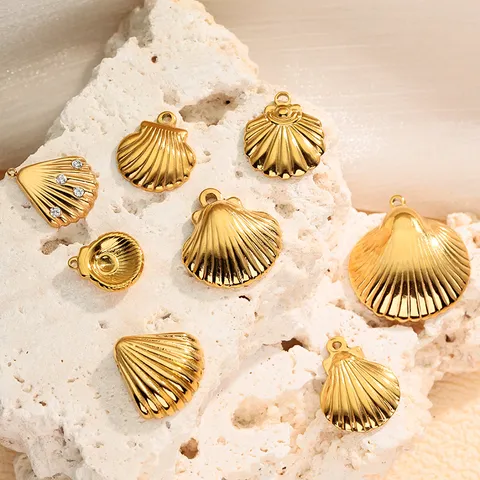 Gold Scallop Shell Conch Pendant Stainless Steel Charm For Necklace Bracelet DIY Jewelry Making Beach Style Accessory Women Gift