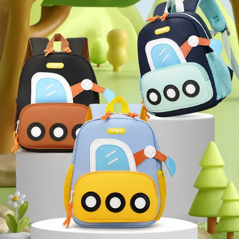Kids Cartoon Excavator Backpack For Boys Girls Kindergarten School Bag Lightweight Oxford Cloth Breathable Anti-lost Preschool Double Shoulder Bookbag