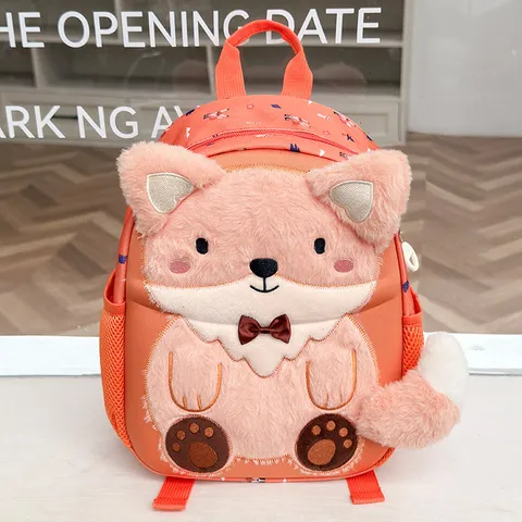 Kinder Cartoon Plüsch Rucksack Niedliche Tierform Schultasche Für Kindergarten Jungen Mädchen Hase Fuchs Dinosaurier Kuh Daypack