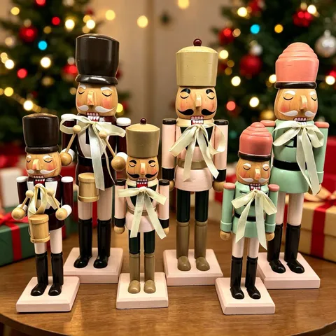 Hand Painted Wooden Nutcracker Soldier Ornament Traditional Christmas Tabletop Decoration For Holiday Party Home Decor Gift