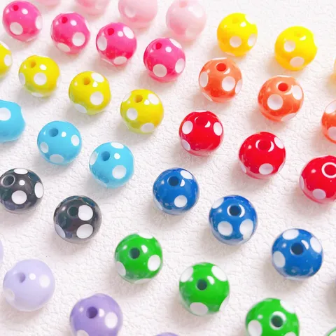 Colorful Polka Dot Resin Beads Cute Round Loose Beads For DIY Jewelry Making Bracelets Necklaces Earring Accessories