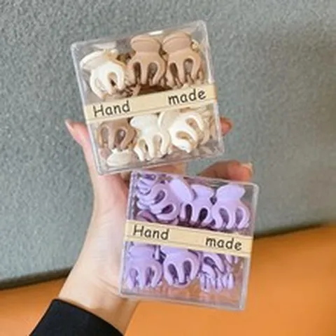 Matte Small Hair Claw Clips For Women Solid Color Mini Shark Clips For High Ponytail Fixing Sweet Plastic Hair Accessories