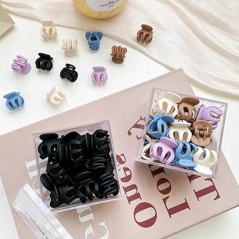 Matte Small Hair Claw Clips For Women Solid Color Mini Shark Clips For High Ponytail Fixing Sweet Plastic Hair Accessories