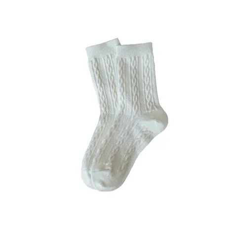 Women Winter Thick Warm Wool Blend Socks Twist Knitted Mid-calf Crew Socks Solid Color Soft Slouchy Daily Wear Socks
