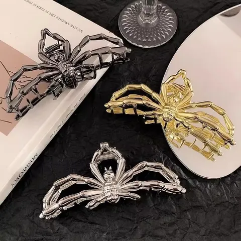 Molletta per Capelli Ragno Halloween in Lega Metallo Clip a Squalo Grande Gothic Punk Designer Accessori per Capelli Donna Regalo Festa