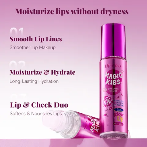 LifeGirls Magic Kiss Lip And Cheek Essence Thermal Color Changing Roll-On Moisturizing Lip Stain And Liquid Blush For Women